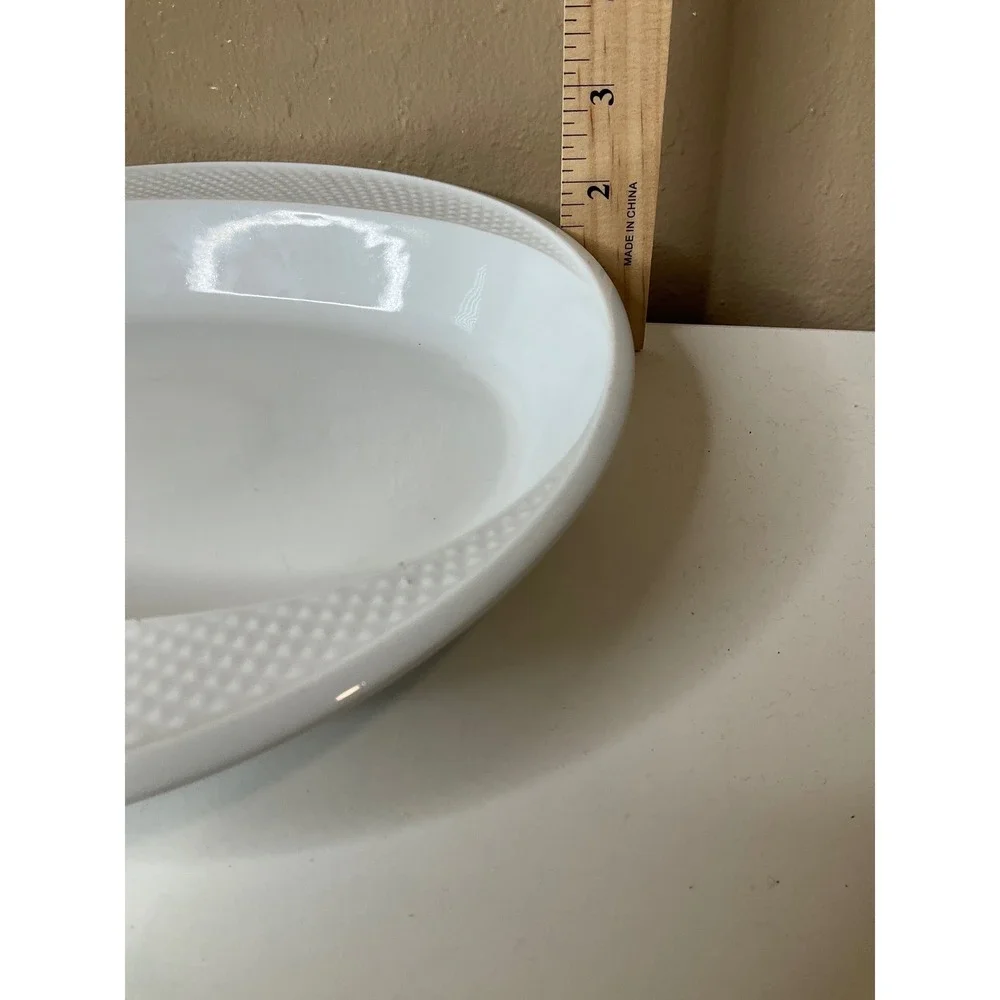 Set (4) Caddy Tognana Italy White Ceramic‎ Bowls Plates Textured Rim Replacement